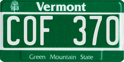 VT license plate COF370