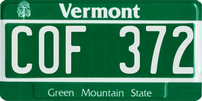 VT license plate COF372