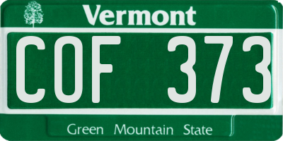 VT license plate COF373