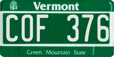 VT license plate COF376