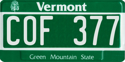 VT license plate COF377