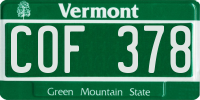 VT license plate COF378