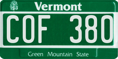 VT license plate COF380