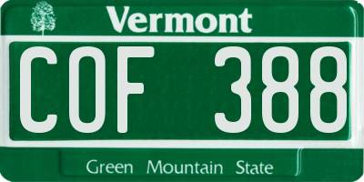 VT license plate COF388