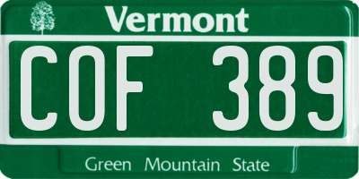 VT license plate COF389