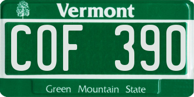 VT license plate COF390