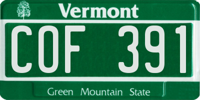 VT license plate COF391