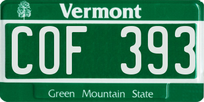 VT license plate COF393