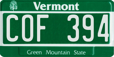 VT license plate COF394