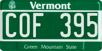VT license plate COF395