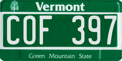VT license plate COF397