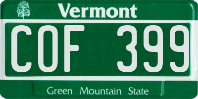 VT license plate COF399