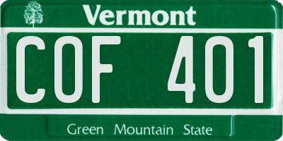 VT license plate COF401