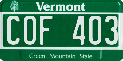 VT license plate COF403