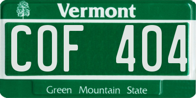 VT license plate COF404