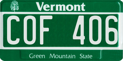 VT license plate COF406