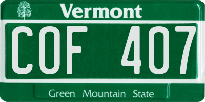 VT license plate COF407