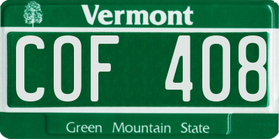 VT license plate COF408