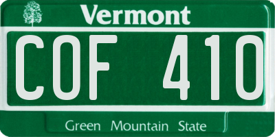 VT license plate COF410