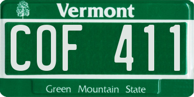 VT license plate COF411