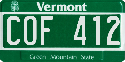 VT license plate COF412