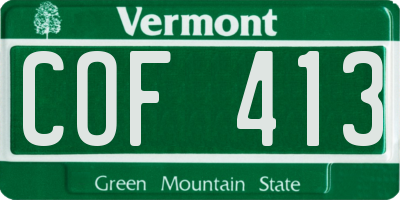 VT license plate COF413
