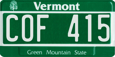 VT license plate COF415