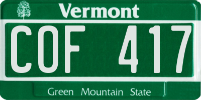 VT license plate COF417