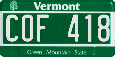 VT license plate COF418