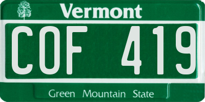 VT license plate COF419