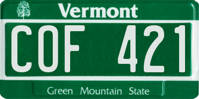 VT license plate COF421