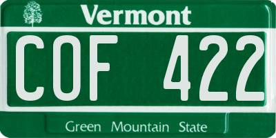 VT license plate COF422