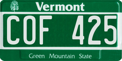 VT license plate COF425