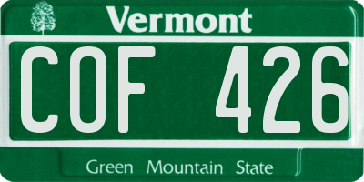 VT license plate COF426