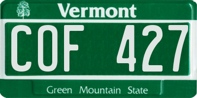 VT license plate COF427