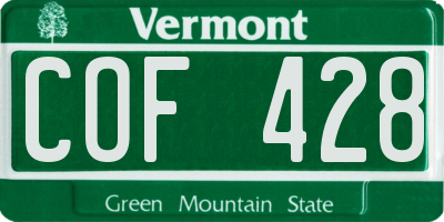 VT license plate COF428