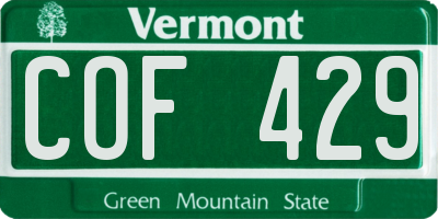 VT license plate COF429