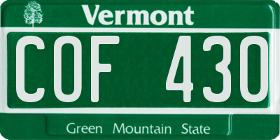 VT license plate COF430