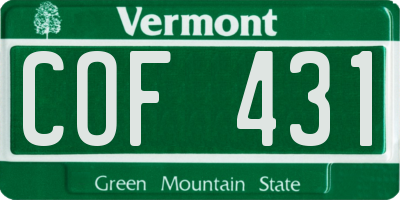 VT license plate COF431