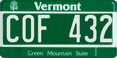 VT license plate COF432