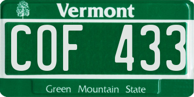 VT license plate COF433