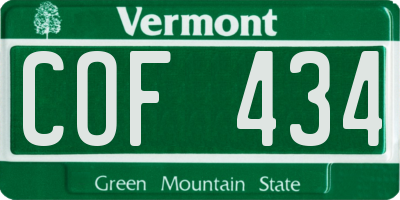 VT license plate COF434