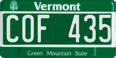 VT license plate COF435