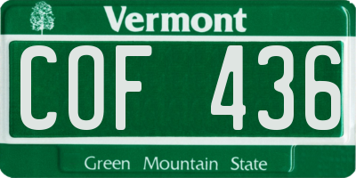 VT license plate COF436