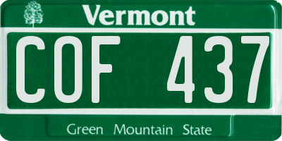 VT license plate COF437