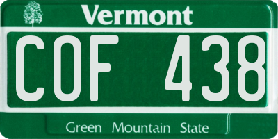 VT license plate COF438
