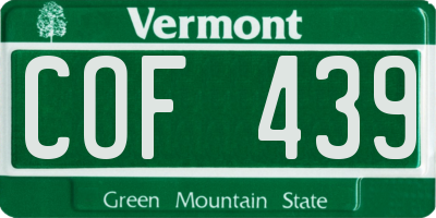 VT license plate COF439