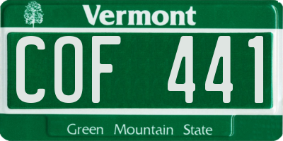 VT license plate COF441