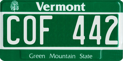 VT license plate COF442