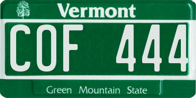 VT license plate COF444